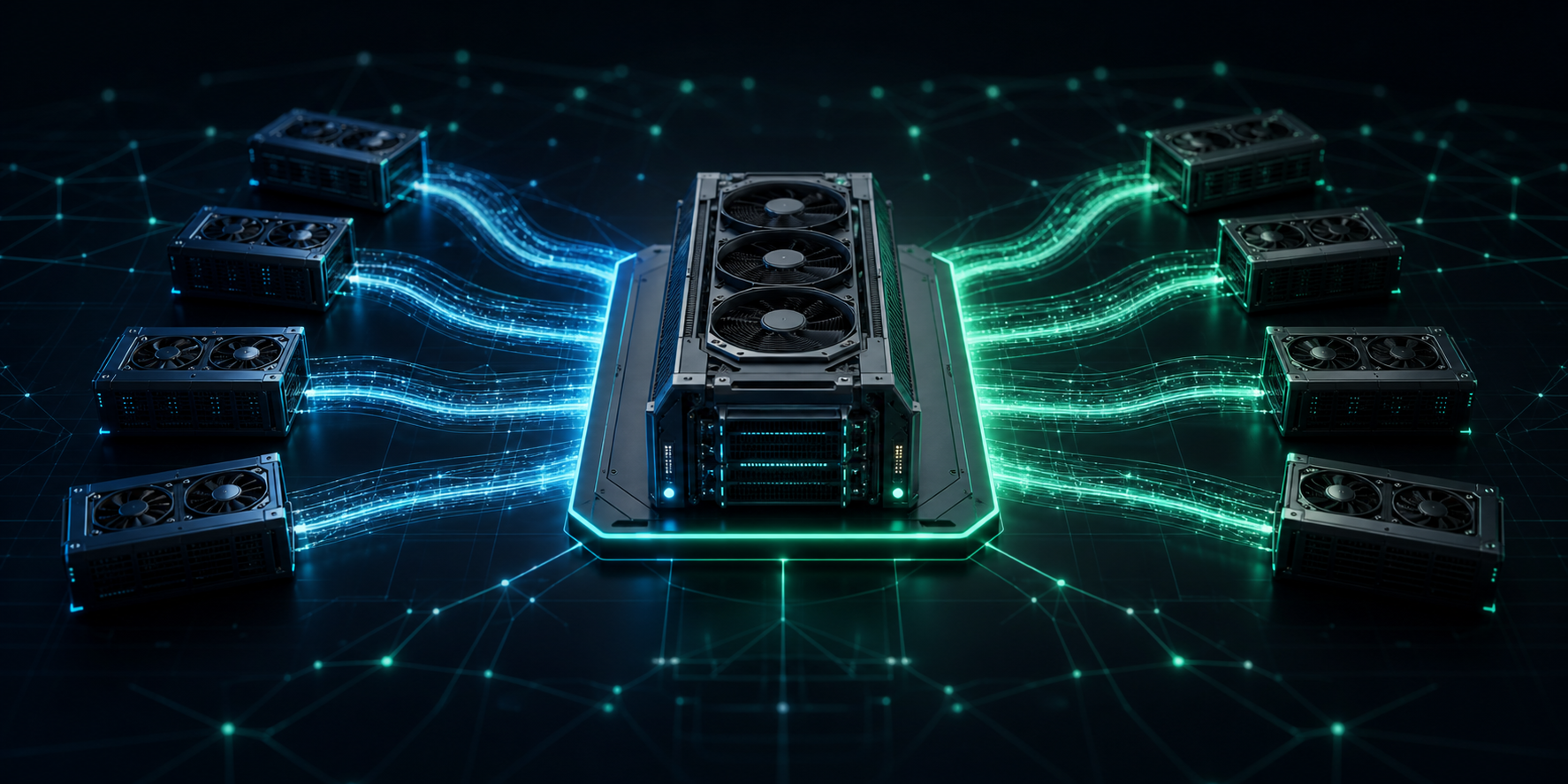A network of GPU servers connected through the Oblivus GPU Marketplace